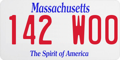 MA license plate 142WO0