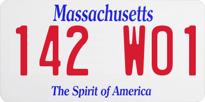 MA license plate 142WO1