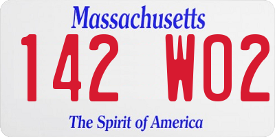 MA license plate 142WO2