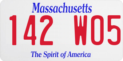 MA license plate 142WO5