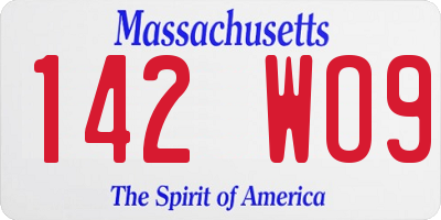 MA license plate 142WO9