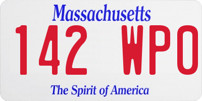 MA license plate 142WP0