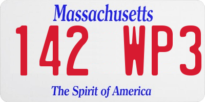 MA license plate 142WP3