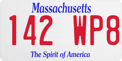 MA license plate 142WP8