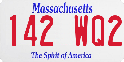 MA license plate 142WQ2