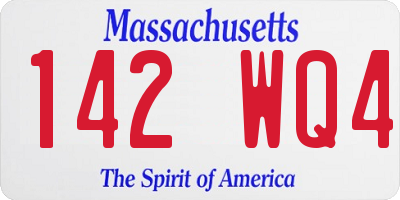 MA license plate 142WQ4