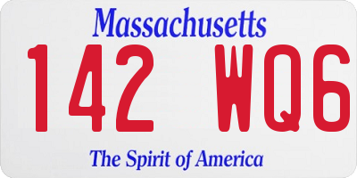 MA license plate 142WQ6