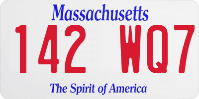 MA license plate 142WQ7