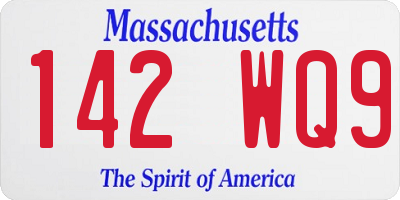 MA license plate 142WQ9