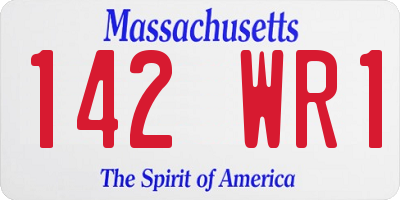 MA license plate 142WR1