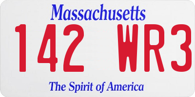 MA license plate 142WR3