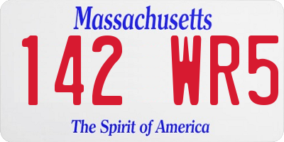 MA license plate 142WR5