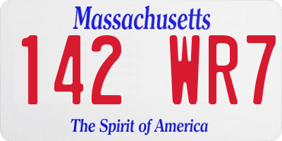 MA license plate 142WR7