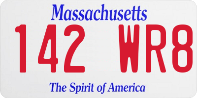 MA license plate 142WR8