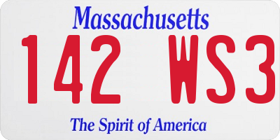 MA license plate 142WS3