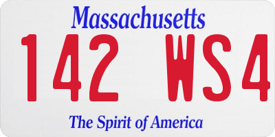 MA license plate 142WS4