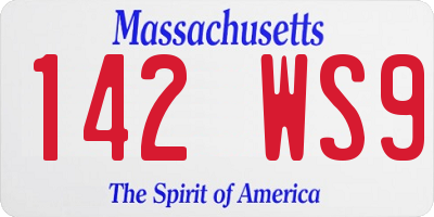 MA license plate 142WS9