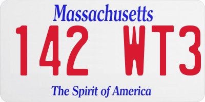 MA license plate 142WT3