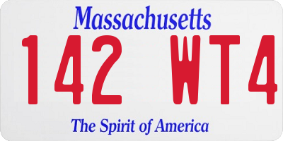 MA license plate 142WT4