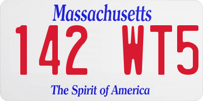 MA license plate 142WT5