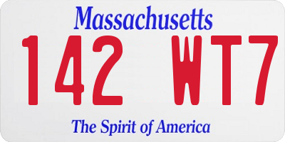 MA license plate 142WT7