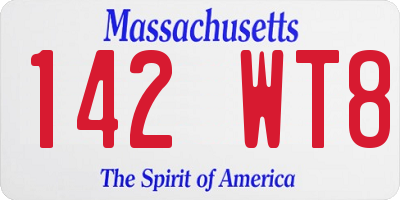 MA license plate 142WT8
