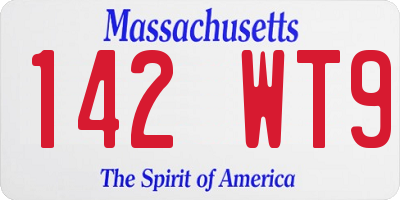 MA license plate 142WT9