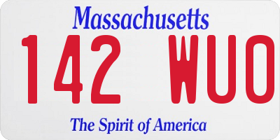 MA license plate 142WU0