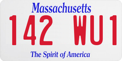 MA license plate 142WU1