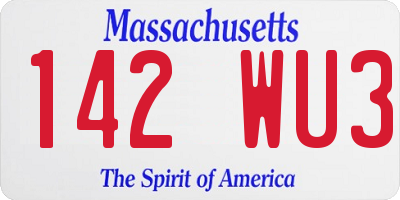 MA license plate 142WU3