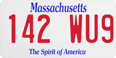 MA license plate 142WU9