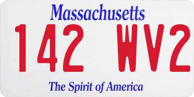 MA license plate 142WV2