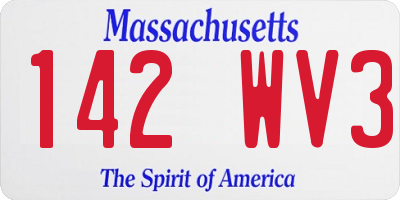 MA license plate 142WV3