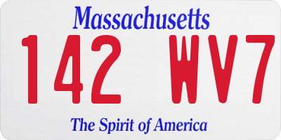 MA license plate 142WV7