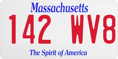 MA license plate 142WV8