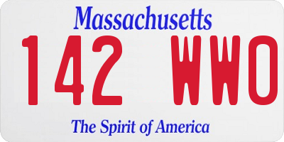 MA license plate 142WW0