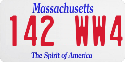 MA license plate 142WW4