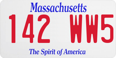MA license plate 142WW5