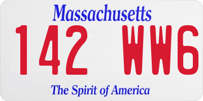 MA license plate 142WW6