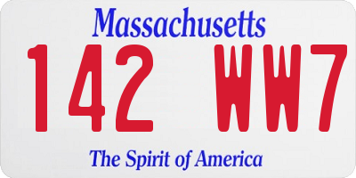 MA license plate 142WW7
