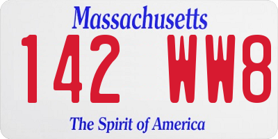 MA license plate 142WW8