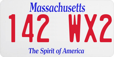 MA license plate 142WX2
