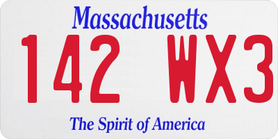 MA license plate 142WX3