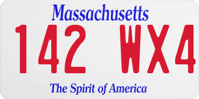 MA license plate 142WX4
