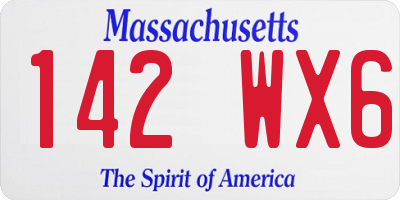 MA license plate 142WX6