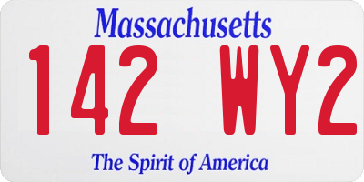 MA license plate 142WY2