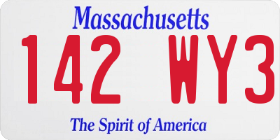 MA license plate 142WY3