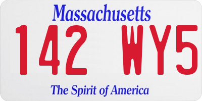MA license plate 142WY5