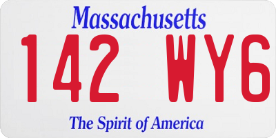 MA license plate 142WY6