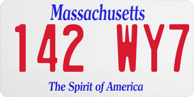 MA license plate 142WY7